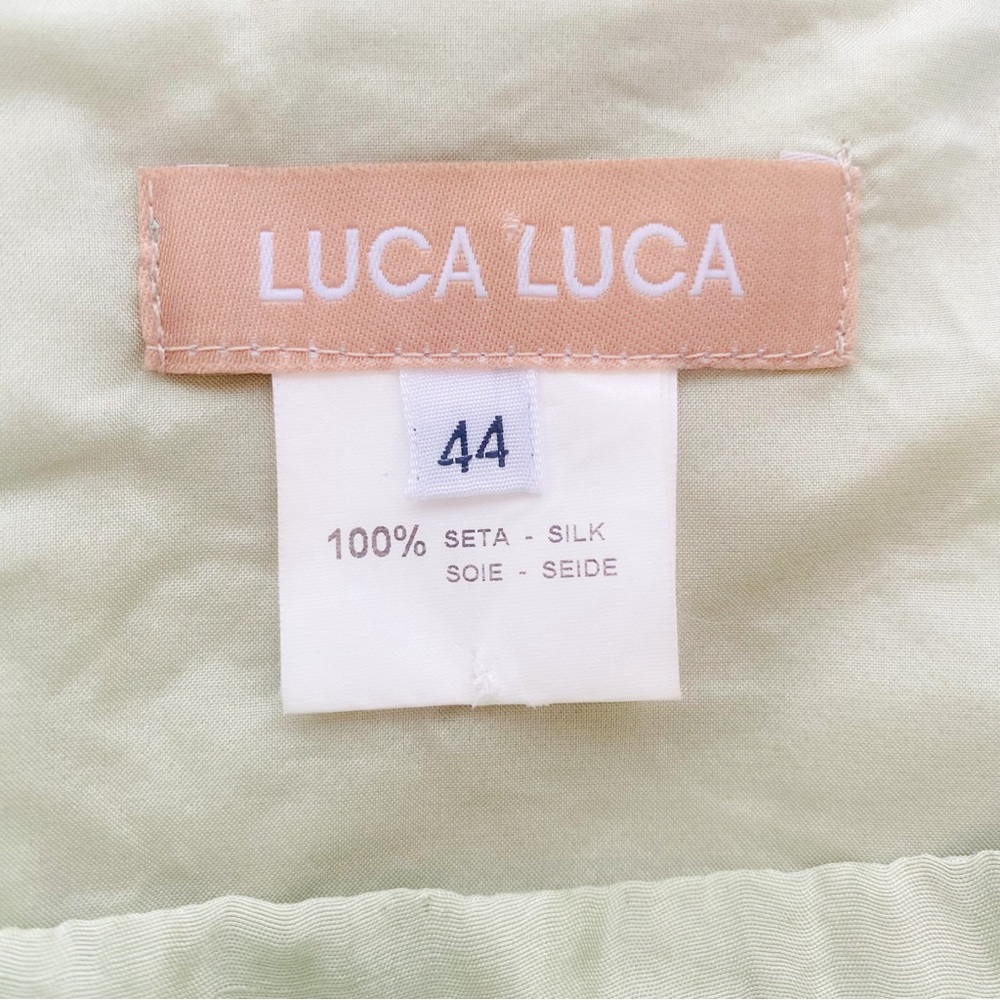 Luca Luca 100% Silk Seafoam Green 3D Floral Strapless Stunning Dress Size Medium - Picture 8 of 10